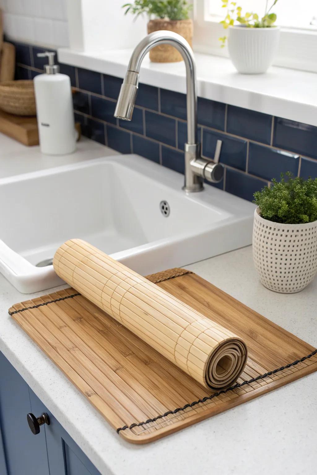 Effortless elegance meets functionality with this retractable bamboo splash guard—your quintessential kitchen assistant!