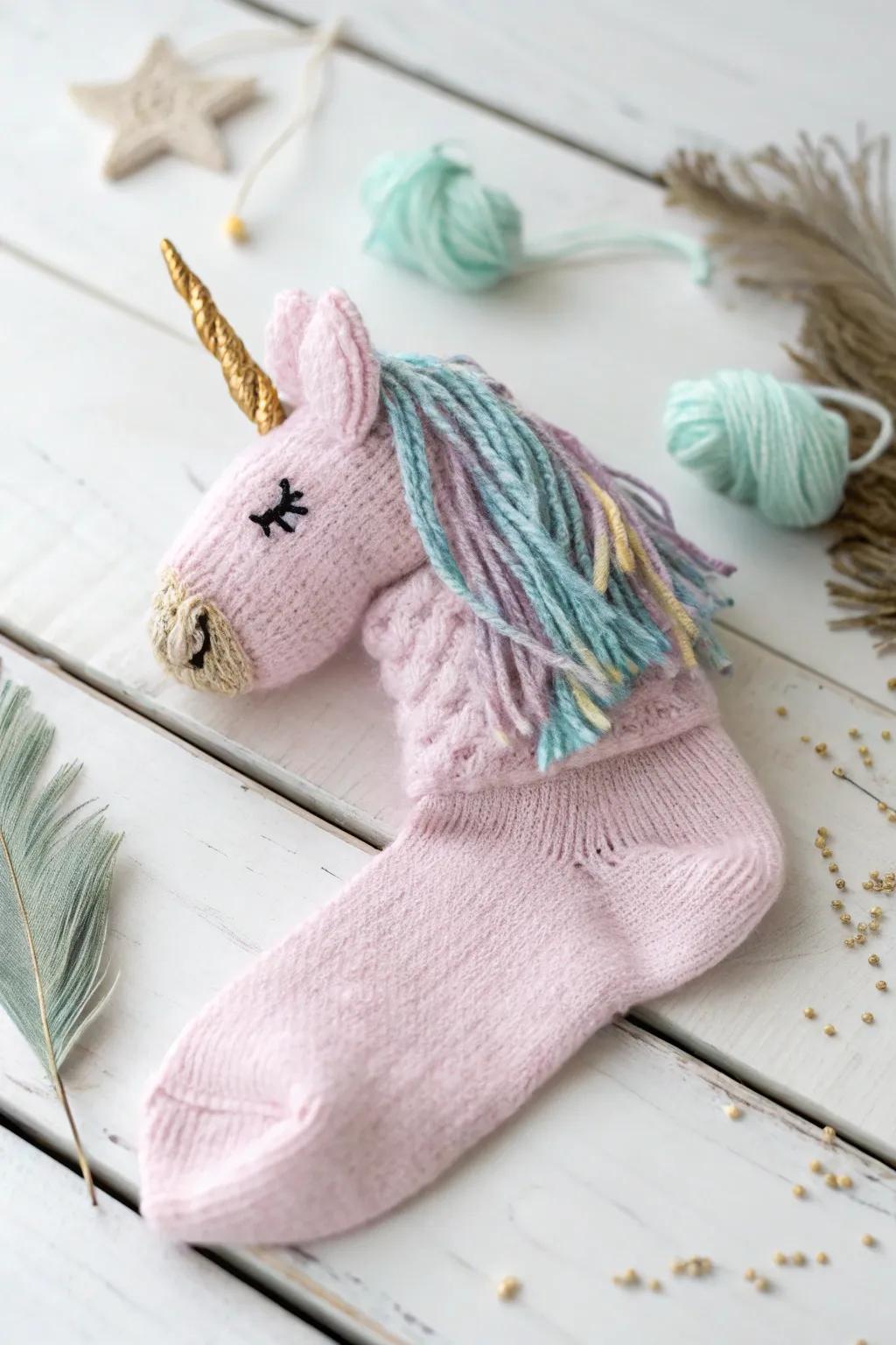 Whimsical Sock Unicorn: A touch of magic and minimalism for your playroom!