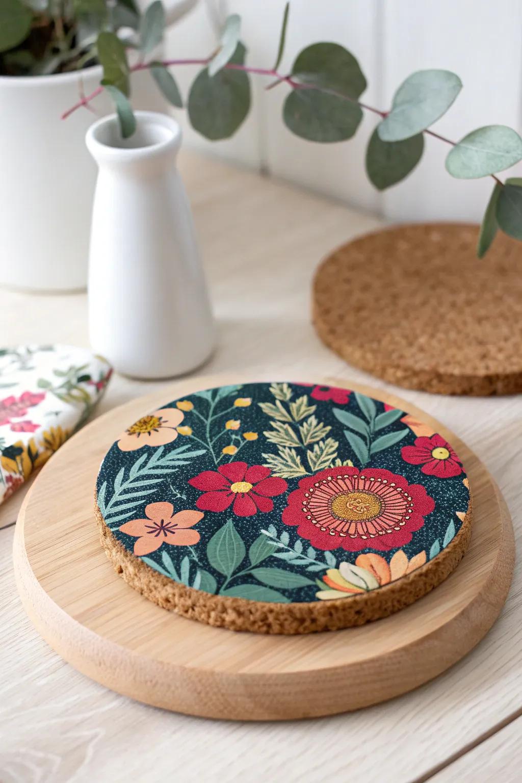 Bring a hint of spring to your surface with these beautifully crafted blossom coasters.