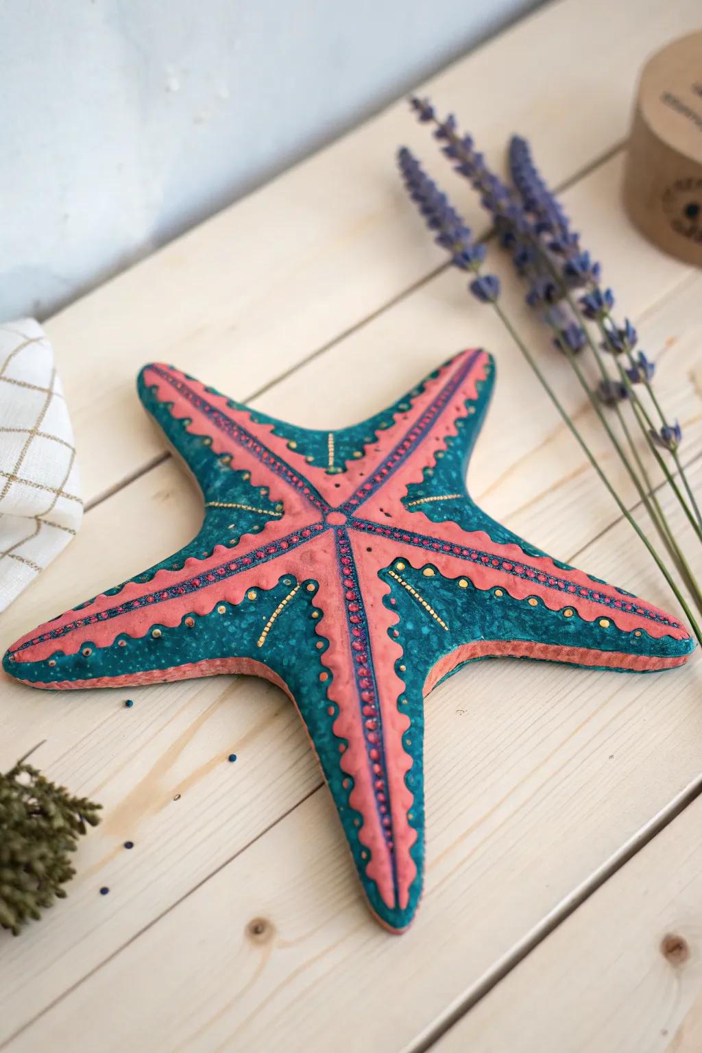 Transform pulp board into a breathtaking sea star masterpiece with bold hues and a hint of nature. Ideal for your upcoming upcycling venture!