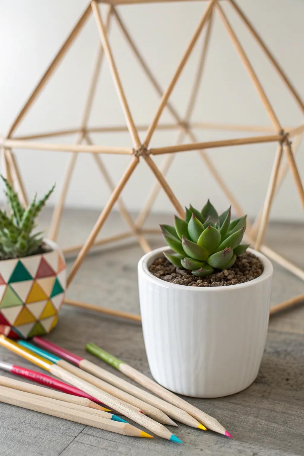 Elevate your greenery with a handcrafted toothpick plant holder – where simplicity meets bold elegance.