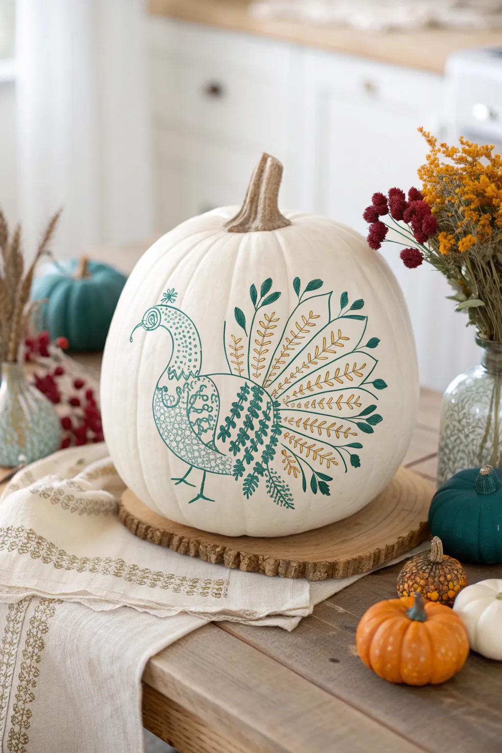 Alter your pumpkin into a masterpiece with elaborate turkey template designs. 🎃✨ #EtchWithPrecision