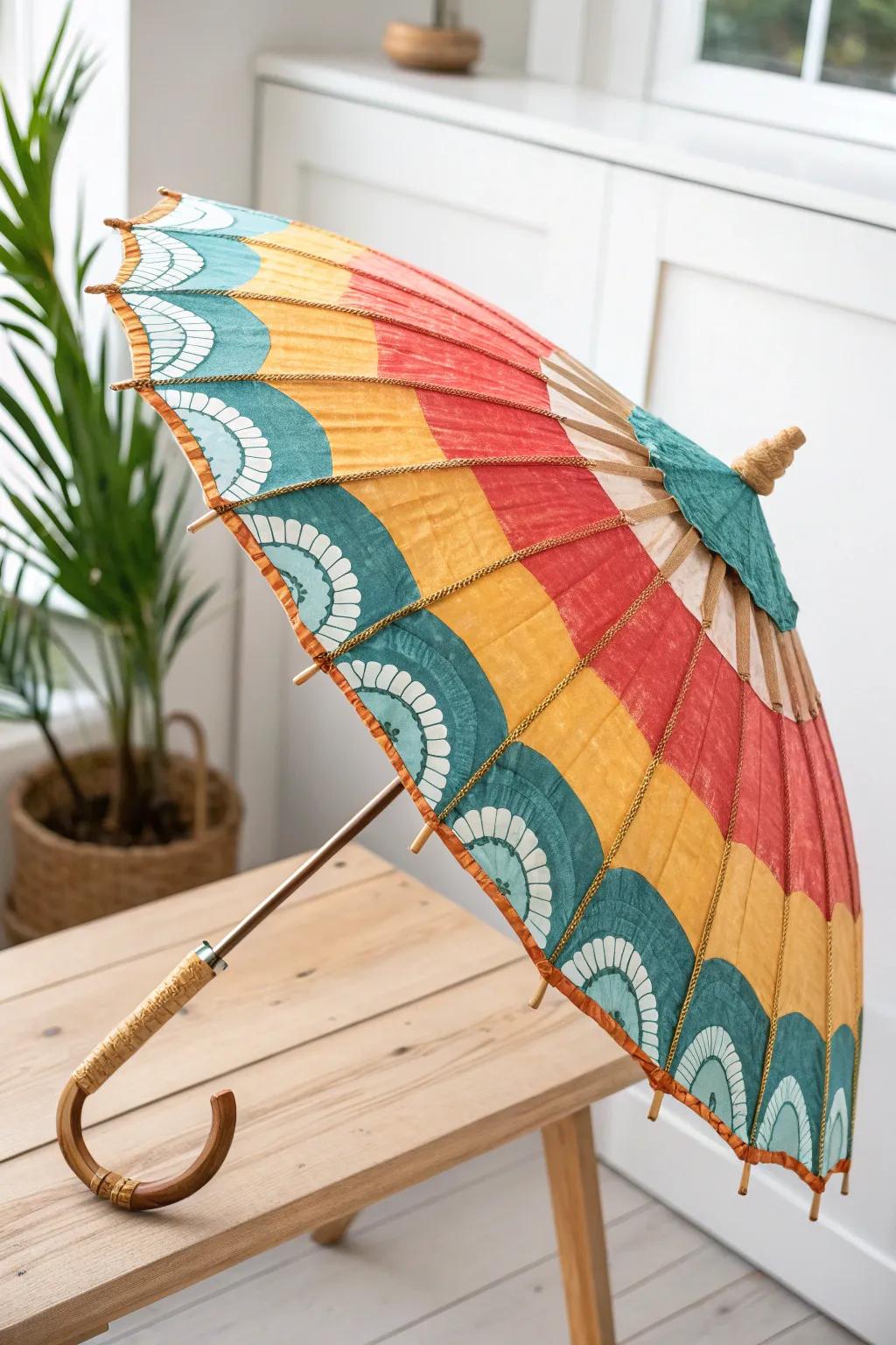 Craft your own colorful coffee filter umbrella – a perfect blend of simplicity and creativity!