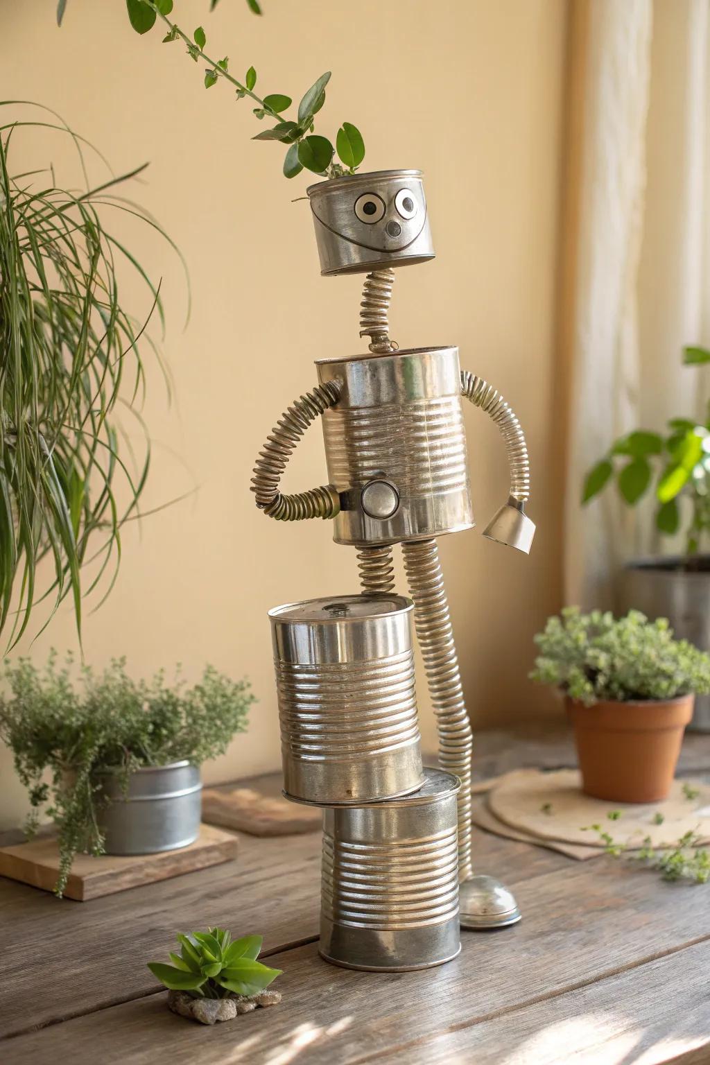 Transforming the mundane into the extraordinary: Uncover the artistry of metallic can sculptures.