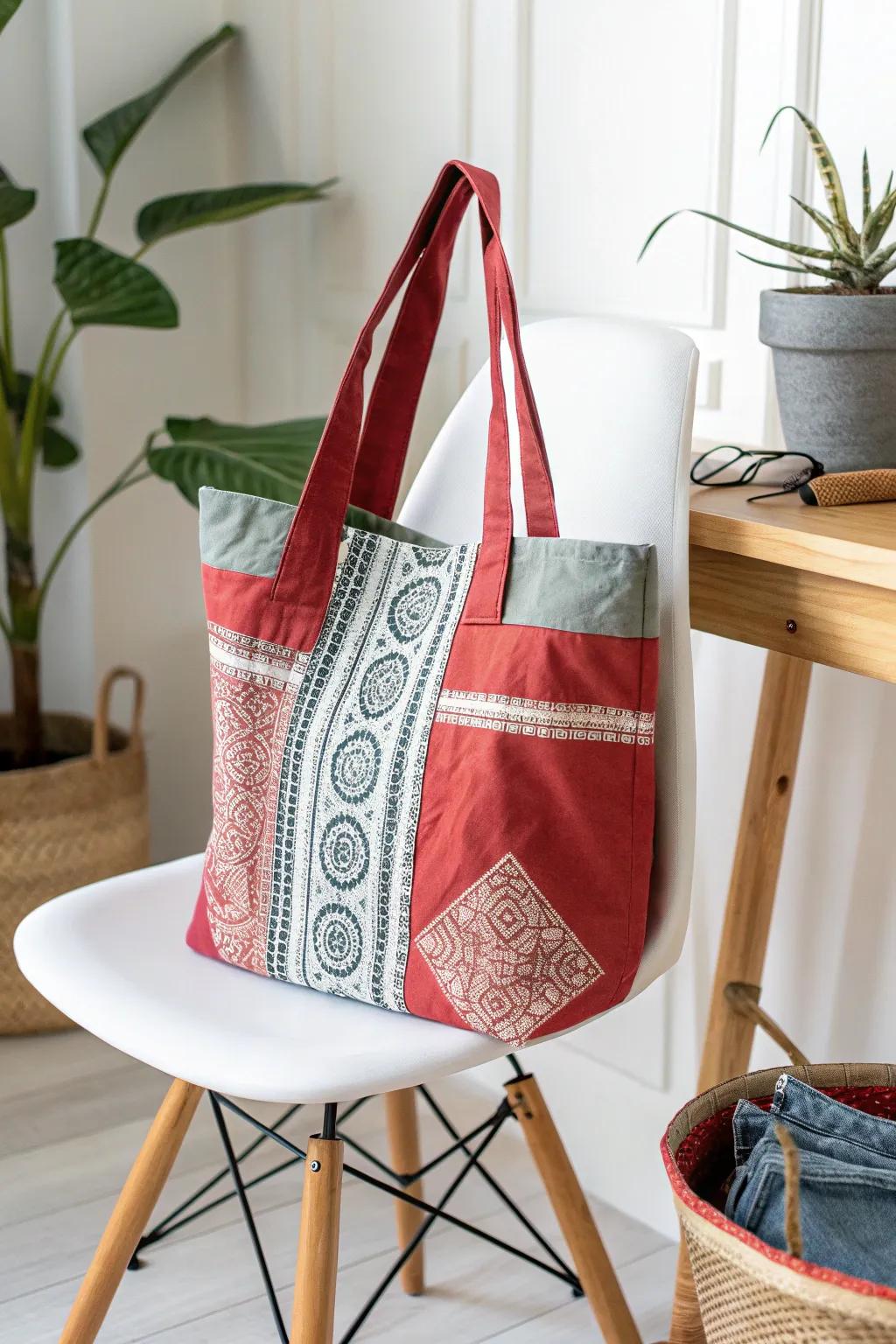 Revamp your aesthetic via this chic carry-all fashioned from a repurposed t-shirt—where sustainability converges with refinement.