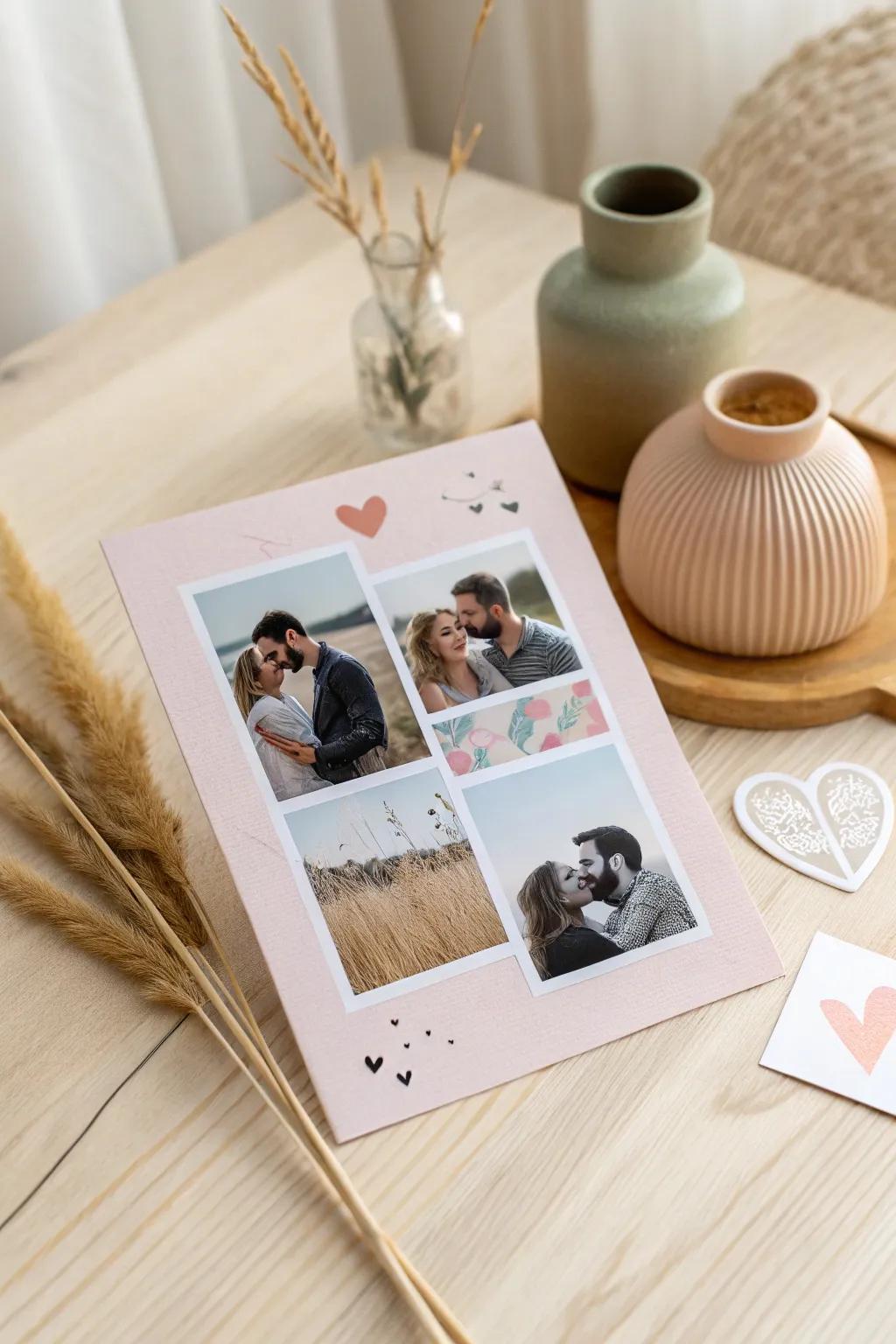 Record your love tale through a personalized snapshot montage card—understated sophistication matches heartfelt memories. #ValentinesDay #ScandiBoho #CraftedWithLove