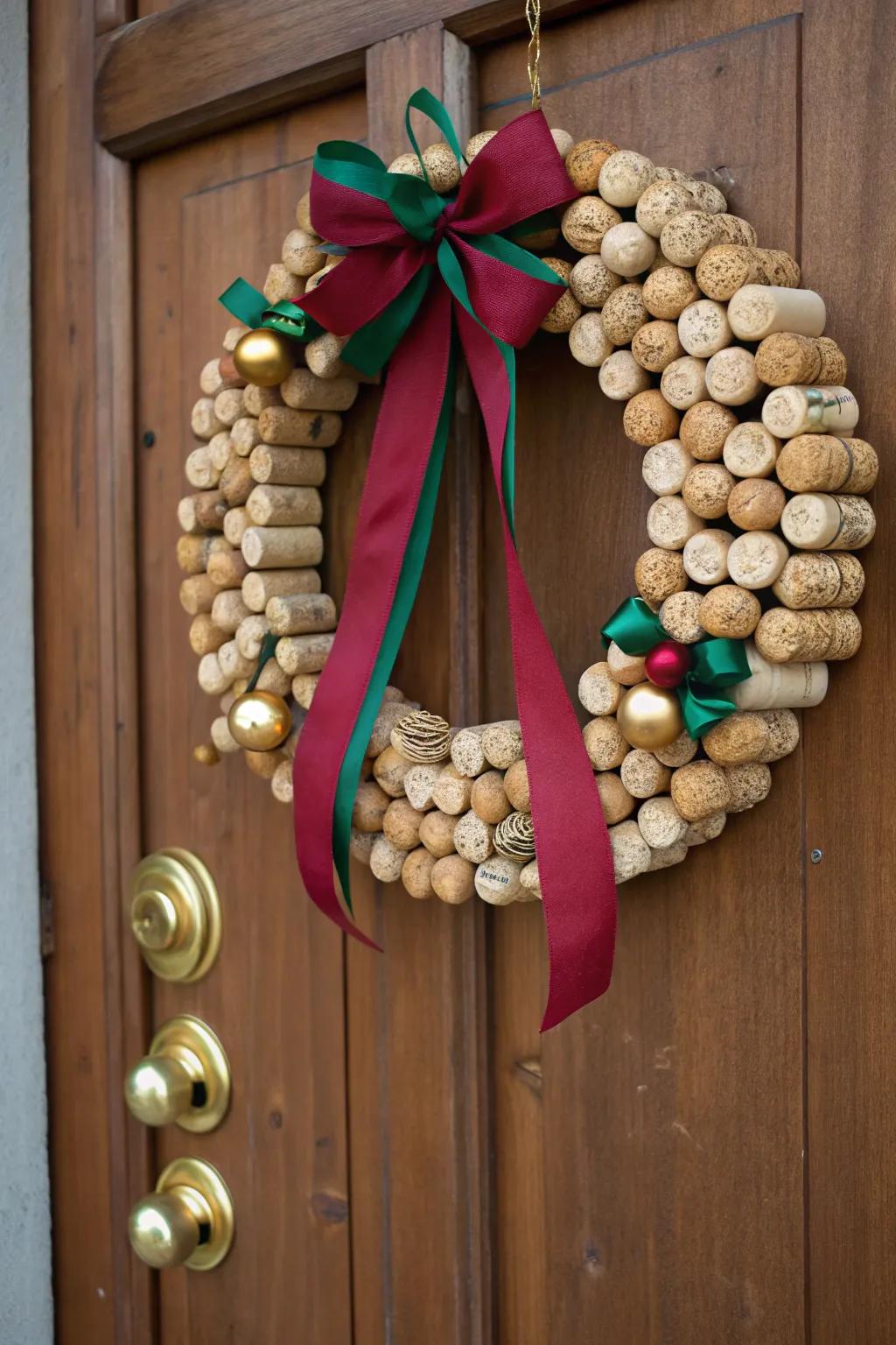 Bring a hint of festive elegance into your house with this crafted wine cork garland, a flawless blend of simplicity and striking style.