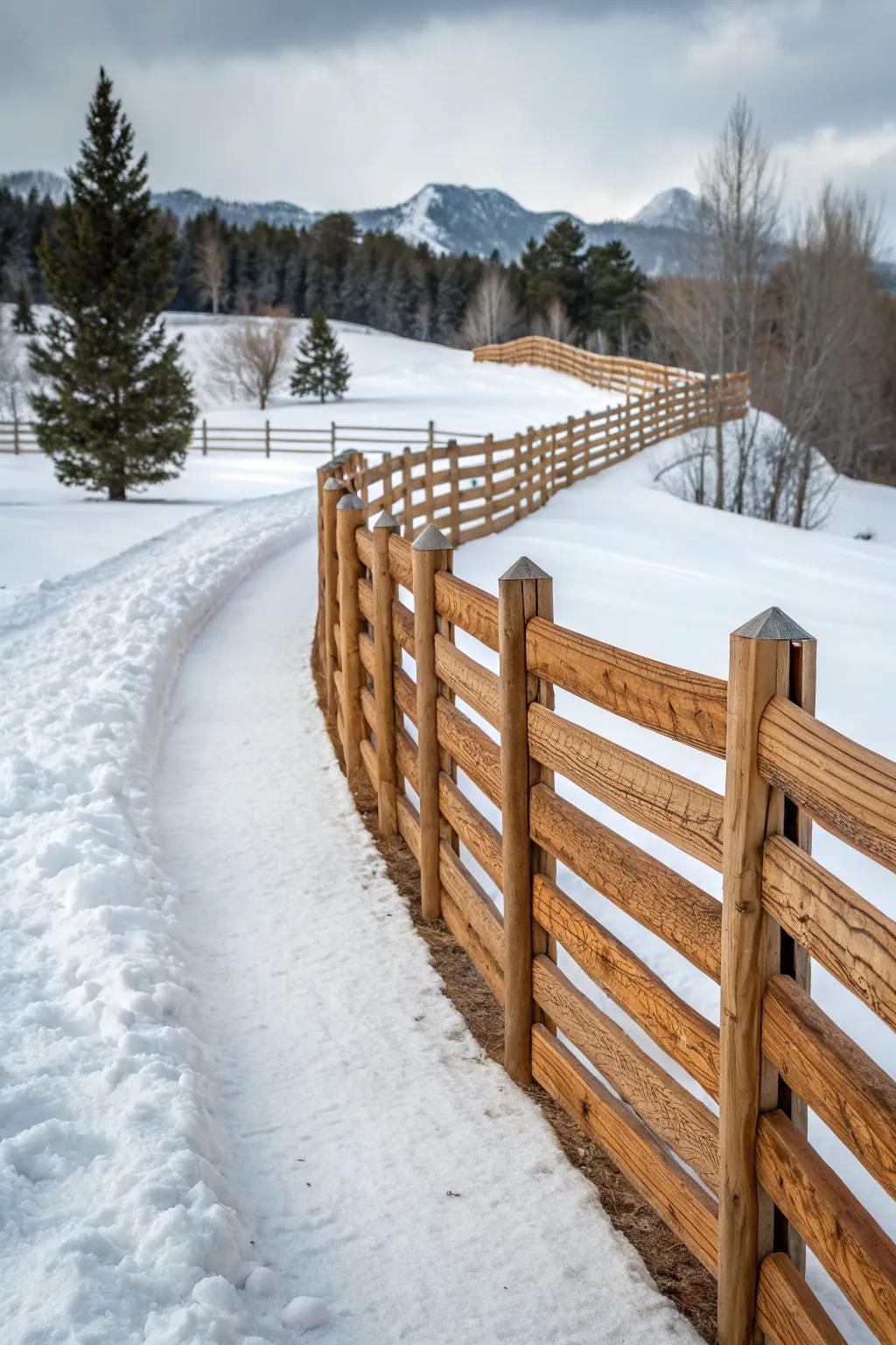 Embrace versatility with a coiled timber barrier that adapts to your scenery needs.