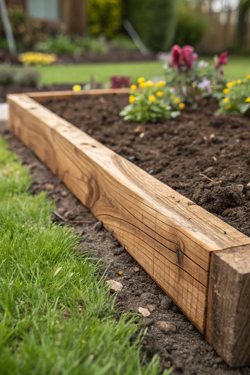 Elevate your garden with the everlasting grace of unrefined wood boundaries.