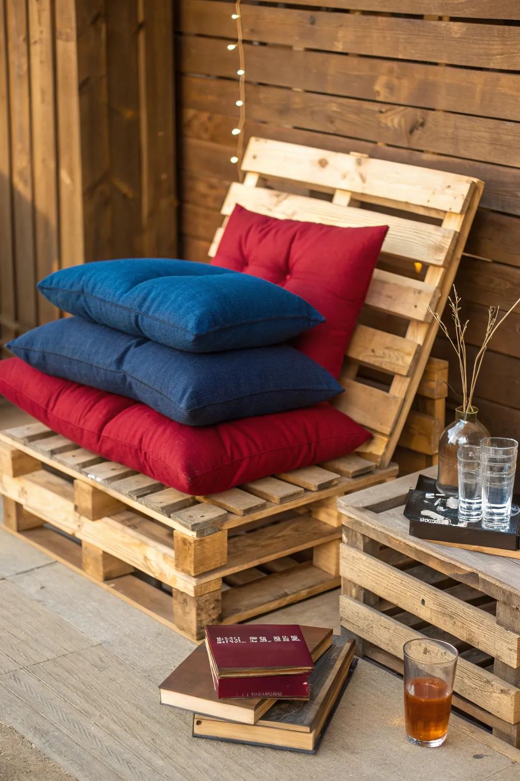 Fashion Your Ideal Leisure Spot: A Bold and Snug Pallet Seating Area