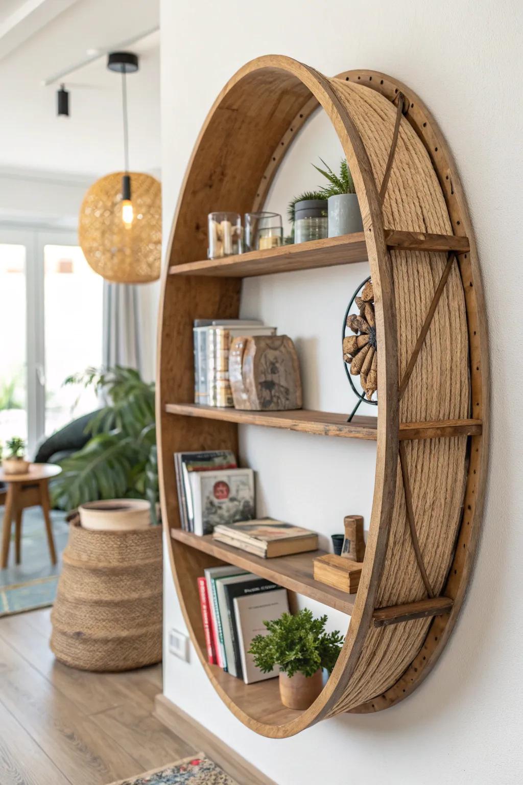Elevate your area with inventive shelving: where Scandinavian simplicity meets bohemian style.