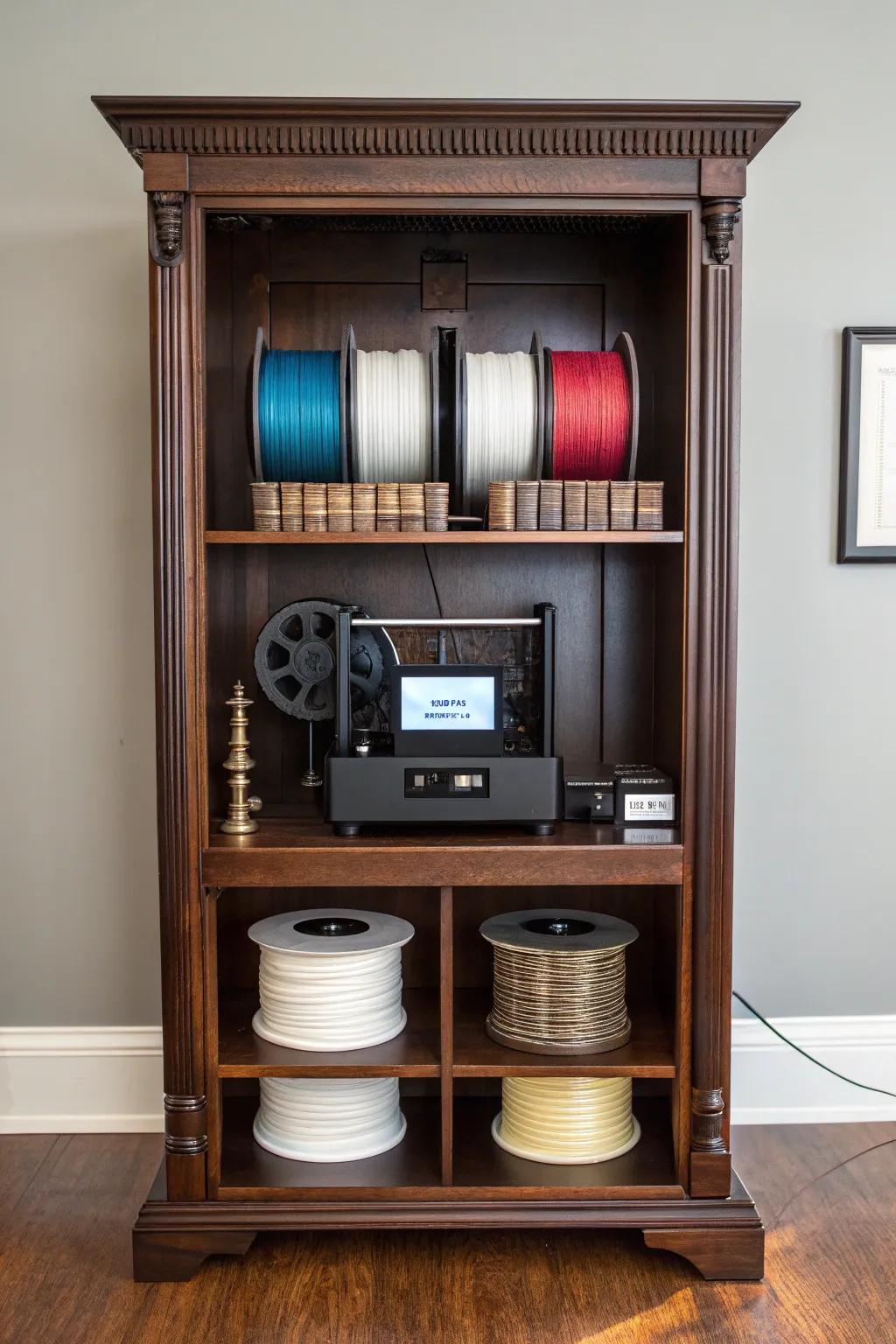 Elevate your digital fabrication setup with a stylish revamped bookshelf arrangement.