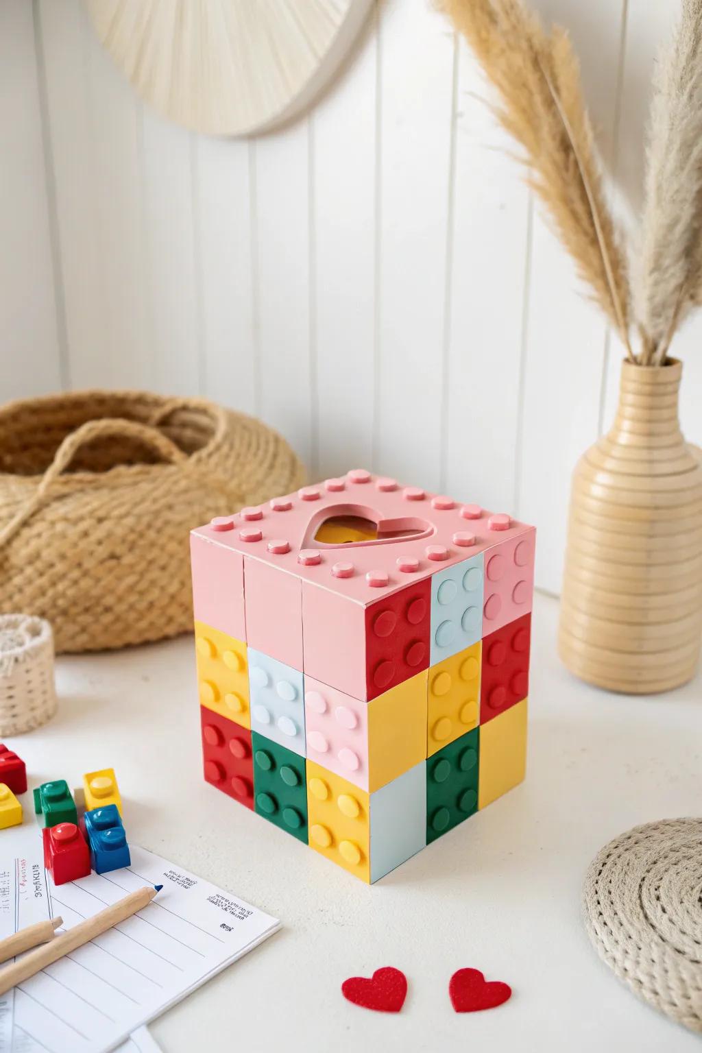 Commemorate Valentine's Day with a playful touch! This block-inspired receptacle harmonizes ingenuity and amusement, tailor-made for budding constructors.