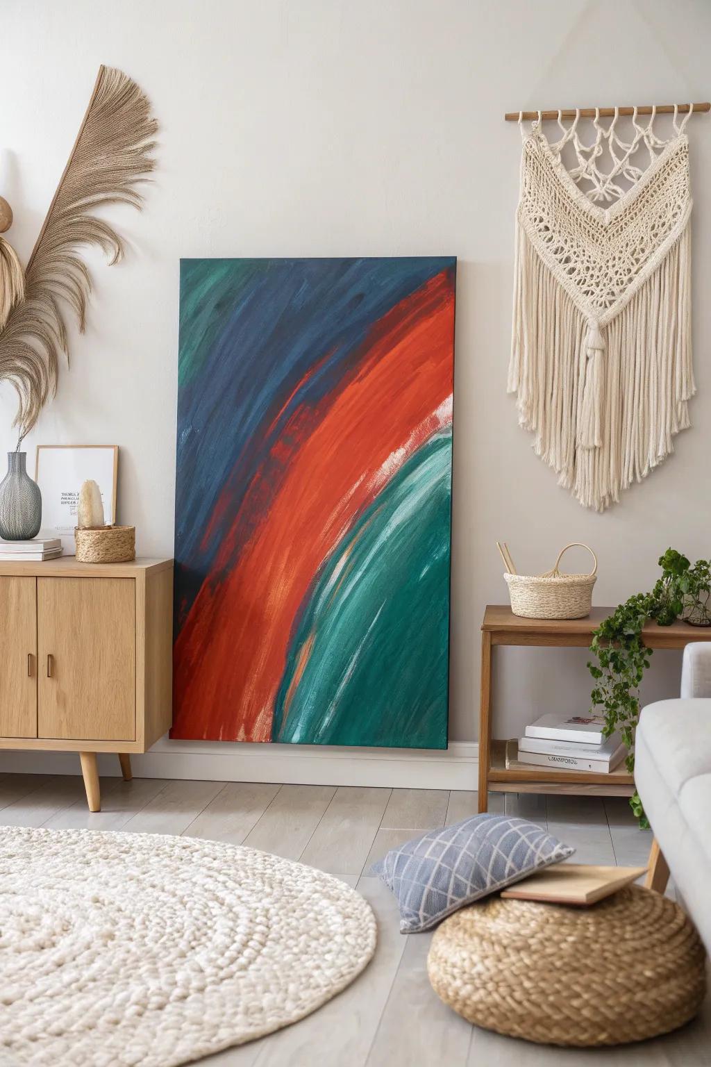 Make a statement with striking brush marks that infuse your space with liveliness and assurance.