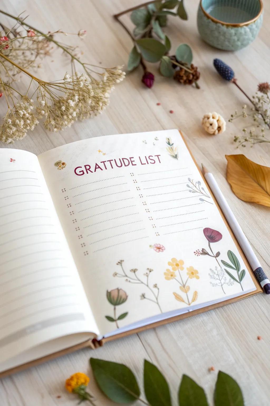 Embrace gratitude with refinement and simplicity in your art journal. 🌿✨