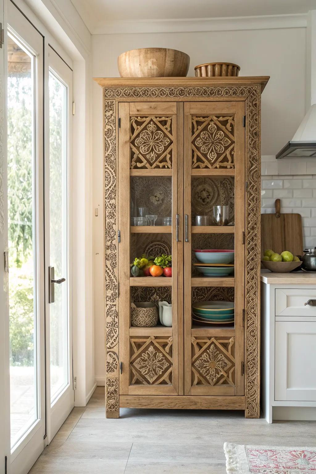 Craftsmanship in the kitchen: Where intricate woodwork meets minimalist charm. 🍽️✨