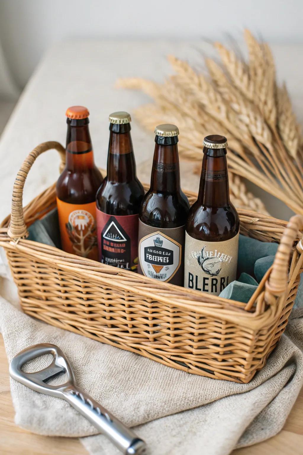 Cheers to creativity! Uncover the artistry of gifting with our artisanal beer basket concept—perfectly fusing simplicity and style. 🍻