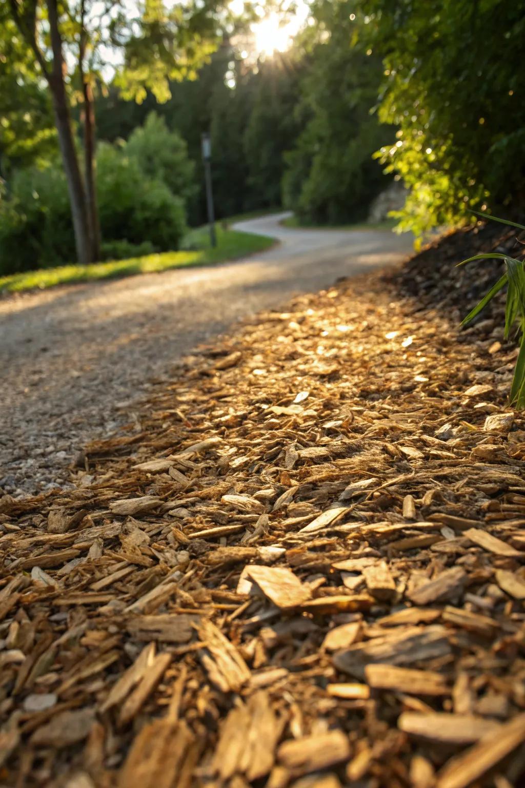 Revamp your driveway with the countryside elegance of timber fragments for an effortlessly organic appearance.