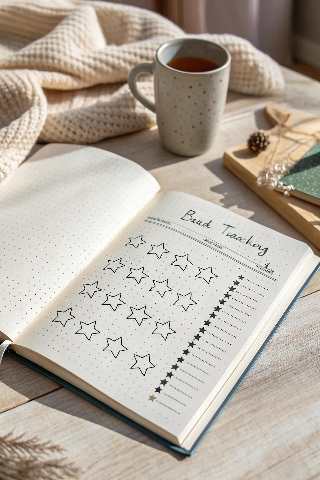 Incorporate a dash of refinement onto your book monitoring via a minimalist star appraisal system within your bullet journal. #BulletJournal #BookTracker #ScandiBoho