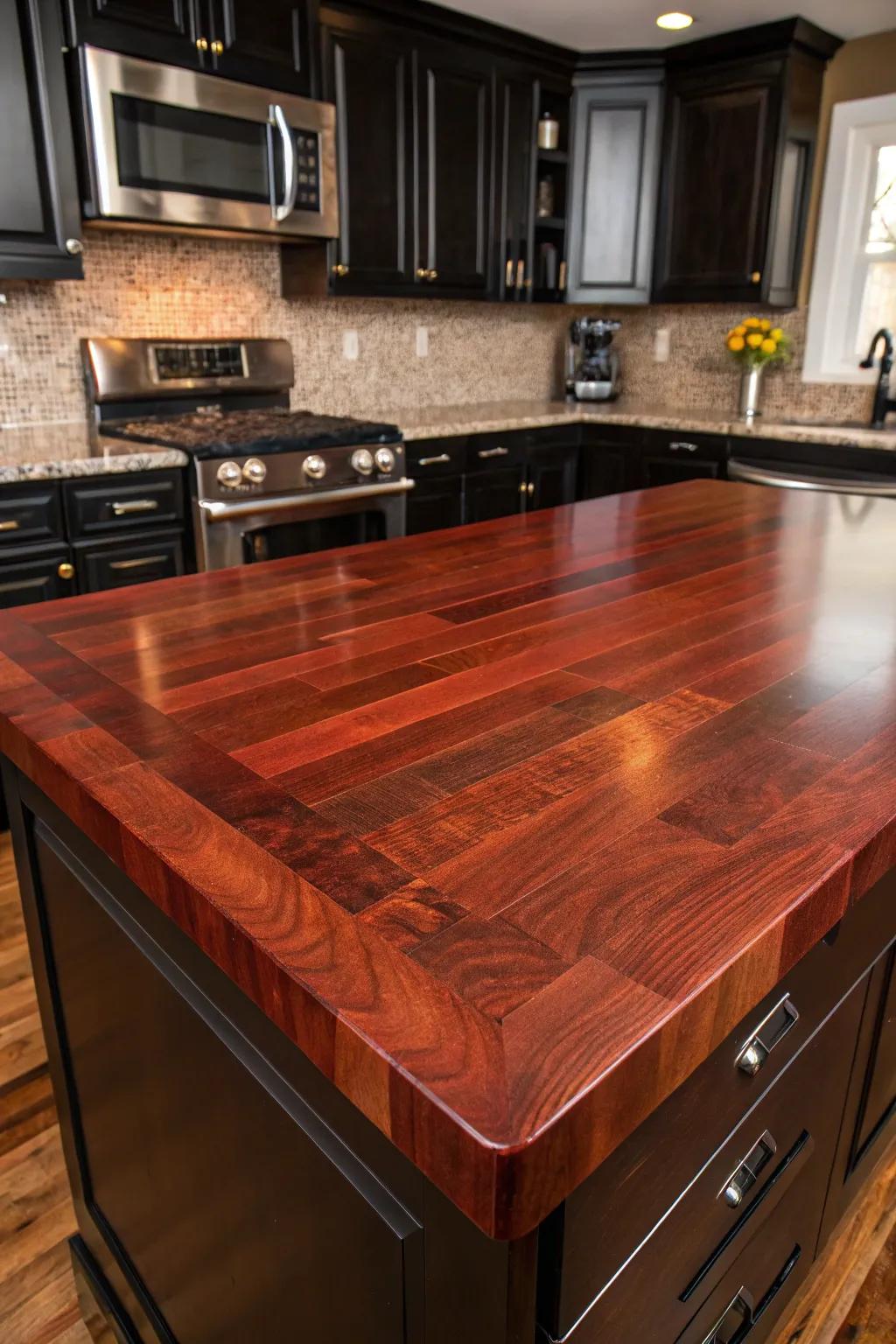 Elevate your culinary space with the enduring refinement of scarlet wood's opulent, cozy nuances.