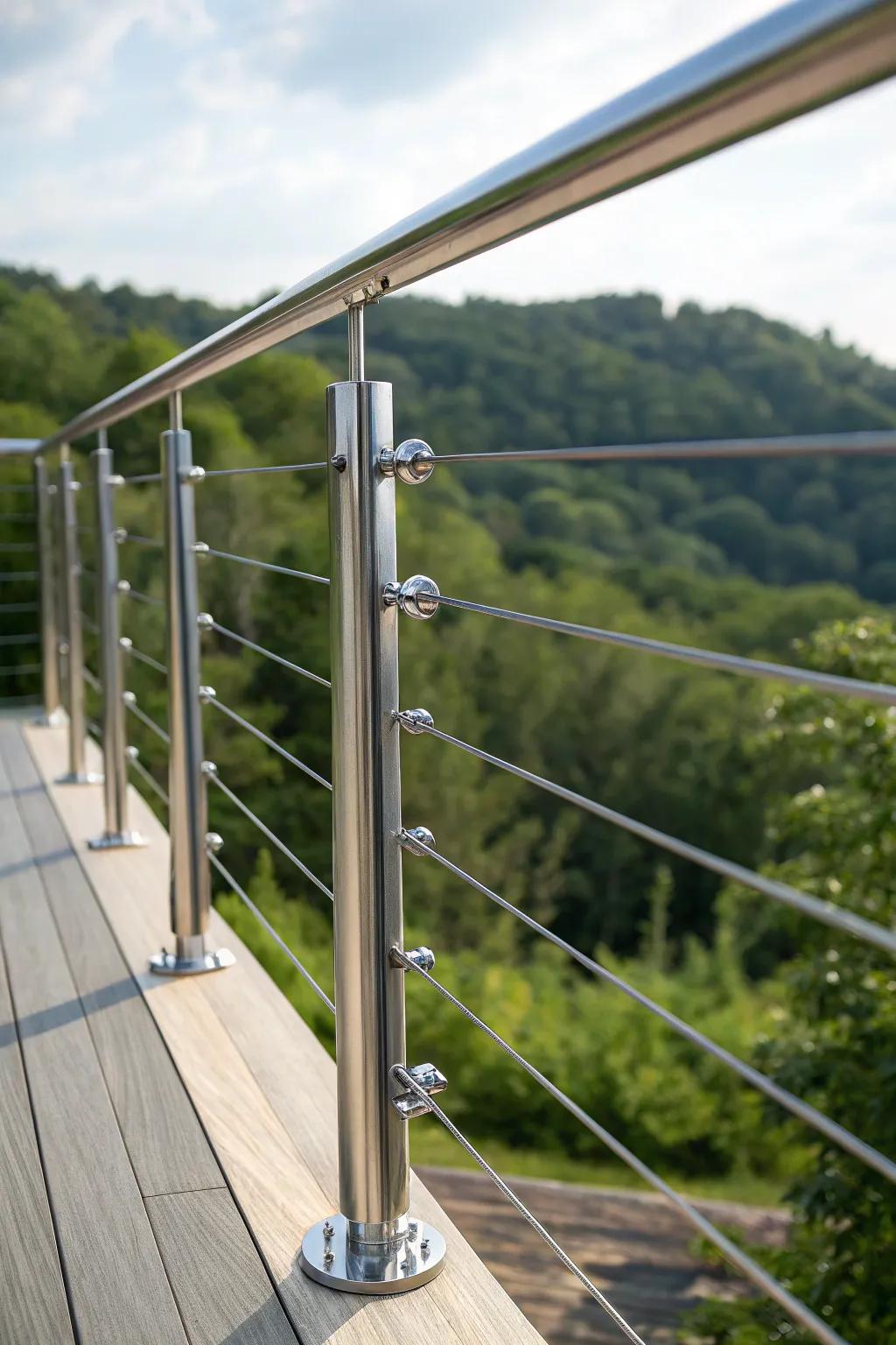 Elevate your deck with the contemporary elegance of wire railings, where simplicity converges with refinement.