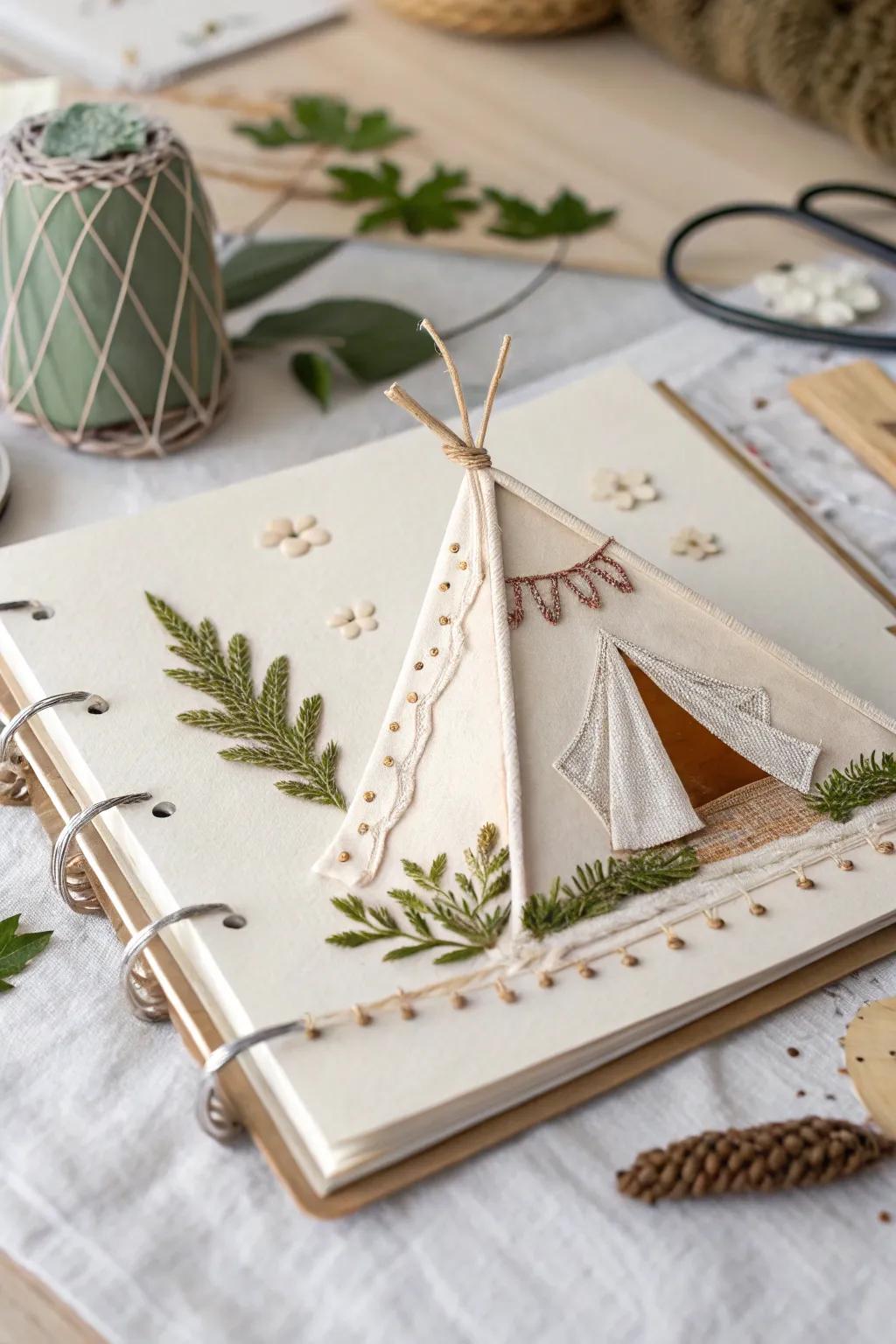 Design your own adventure: A minimalistic tent scene for your camping scrapbook.