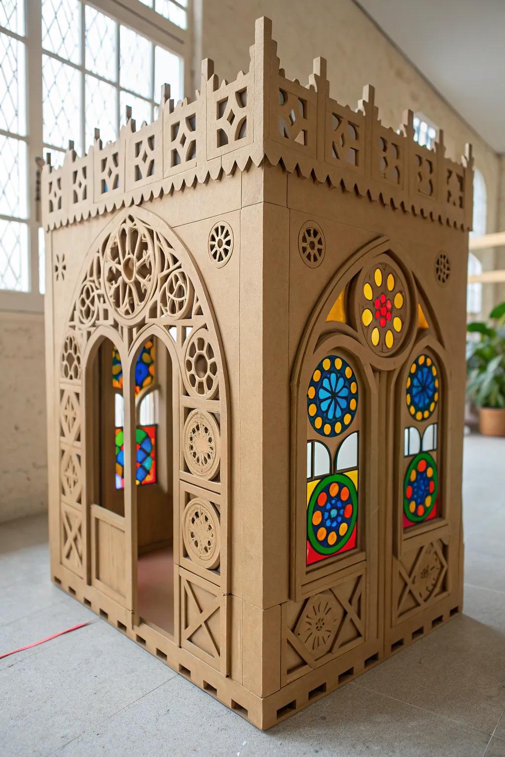 Observe through a realm of pigmentation and inventiveness via these endearing cardboard citadel fenestrations.