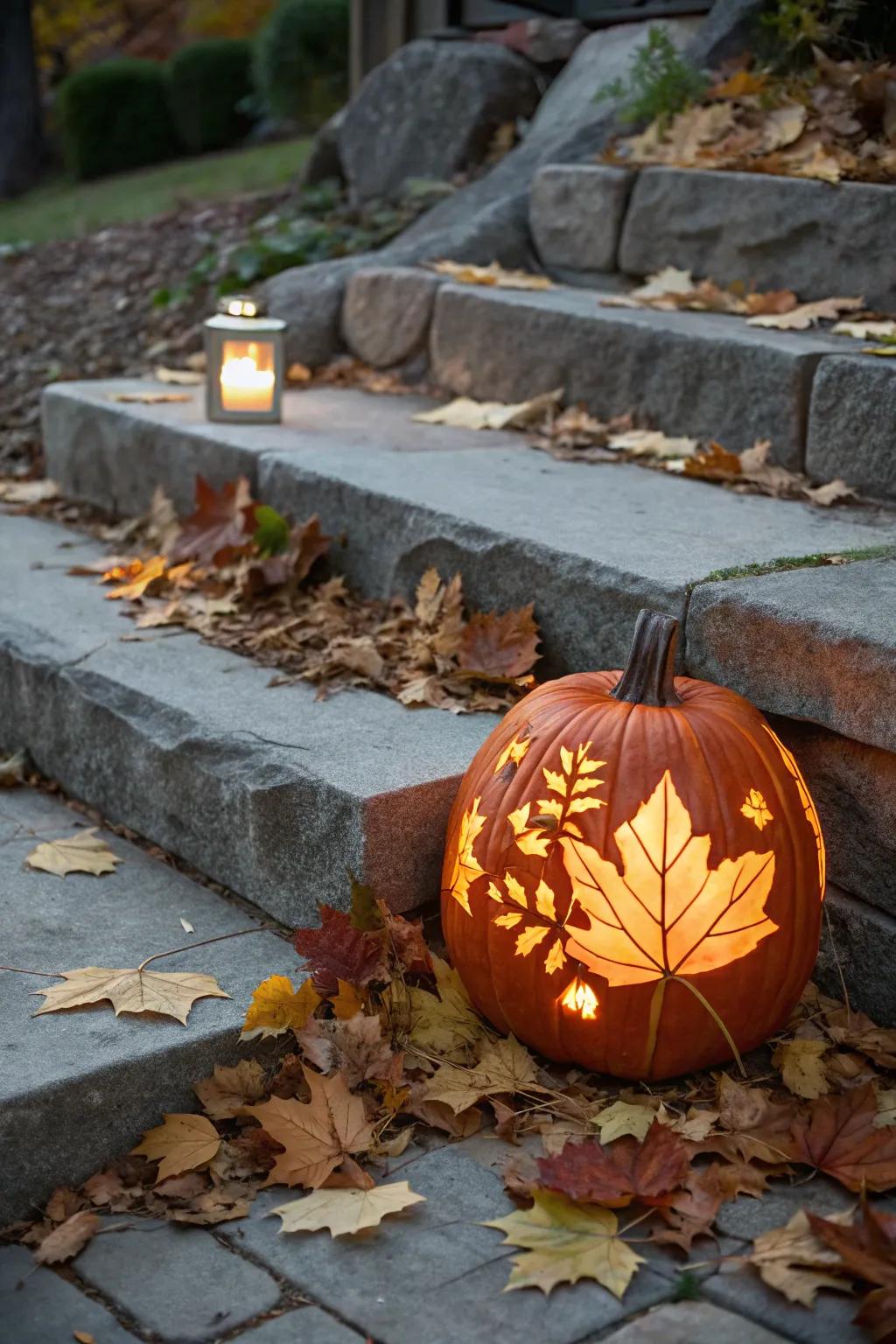 Elegant Autumn Leaves Pumpkin