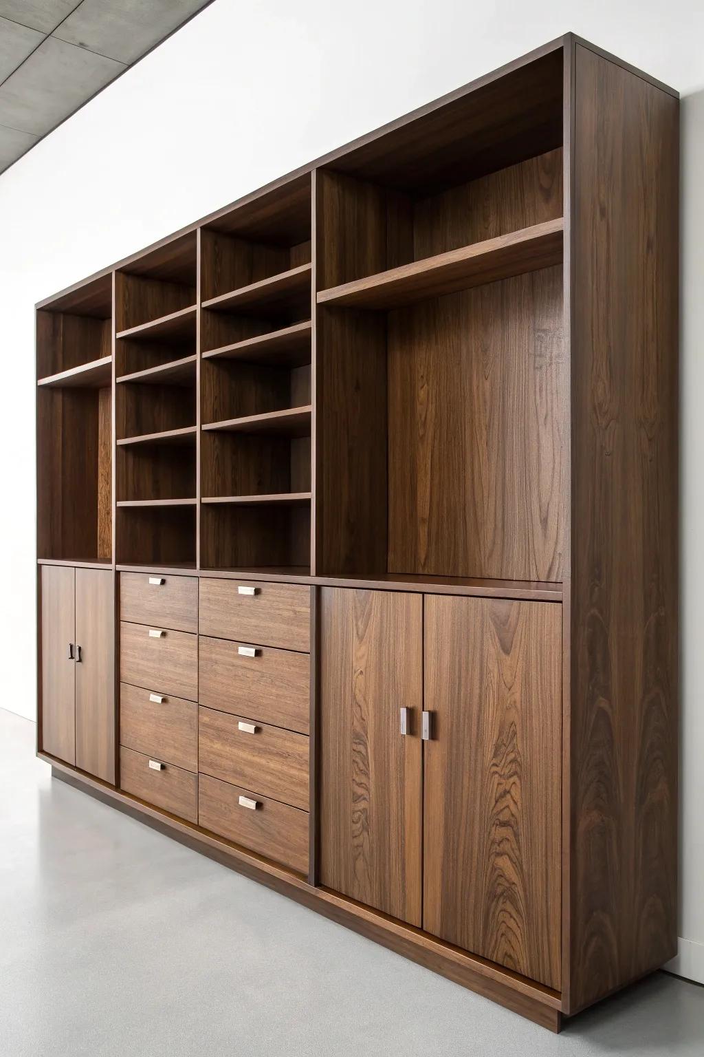 Redefine order with sophistication: Discover the skill of modular wood storage.