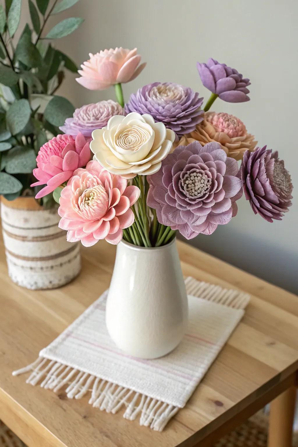 Eternal elegance in textile: A handmade floral design celebrating simplicity and affection.