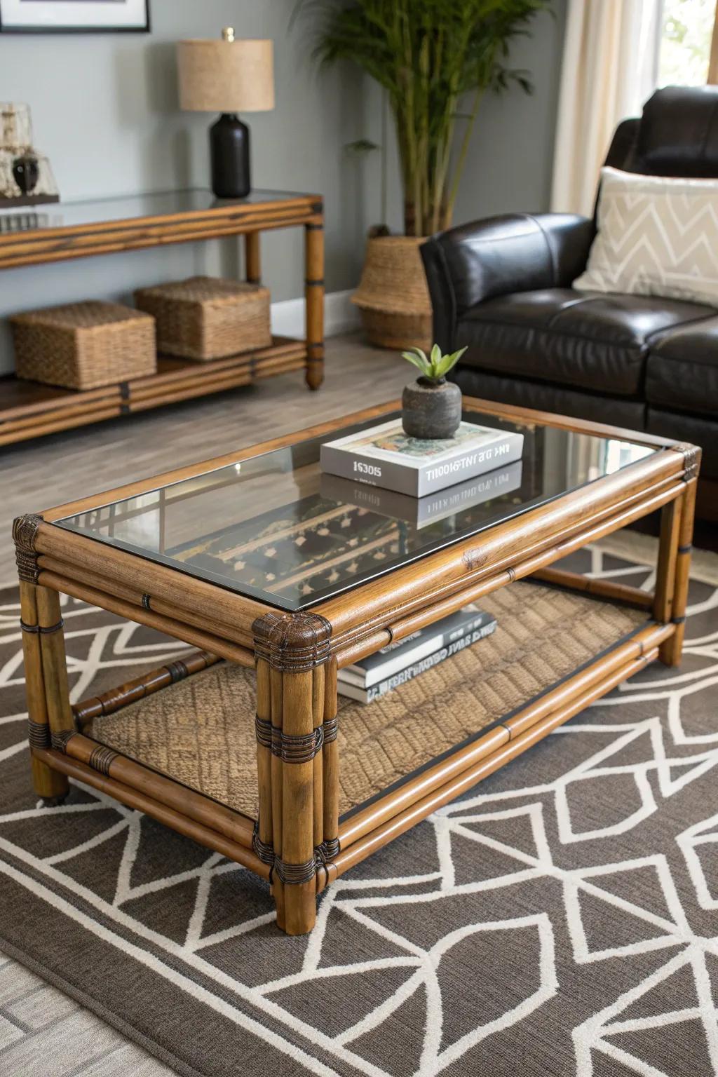 Transform your family room through this magnificent bamboo center table, wherein refinement converges with nature.