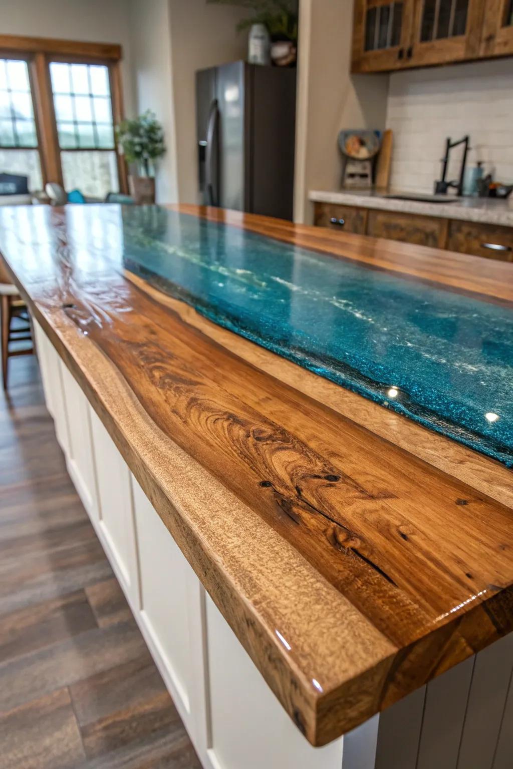 Elevate your area with the optimal harmony of rustic appeal and contemporary sophistication: a timber and resin masterpiece.