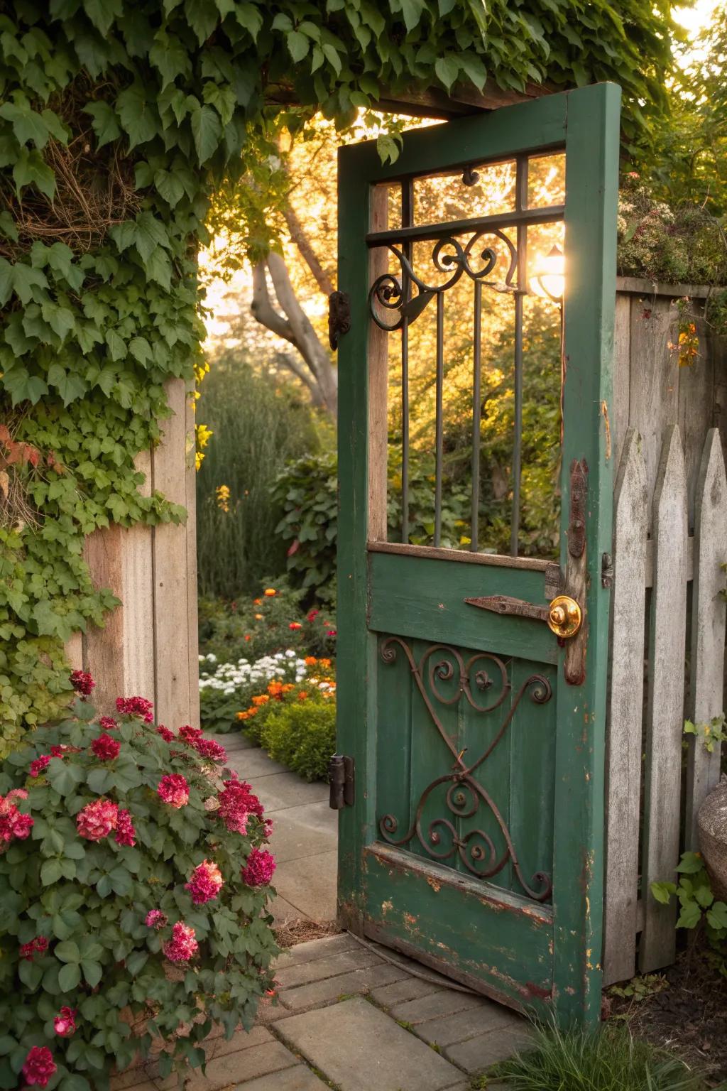 Unlock your garden's allure with a repurposed mesh portal gate.