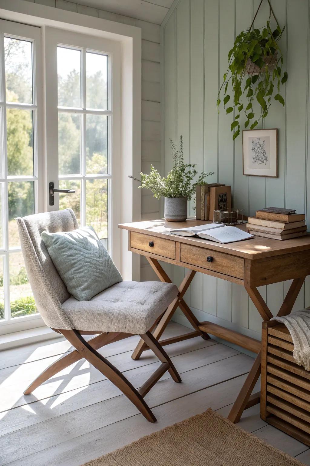 Transform your garden room into a serene sanctuary with Scandinavian refinement and bohemian aesthetics. 🌿✨