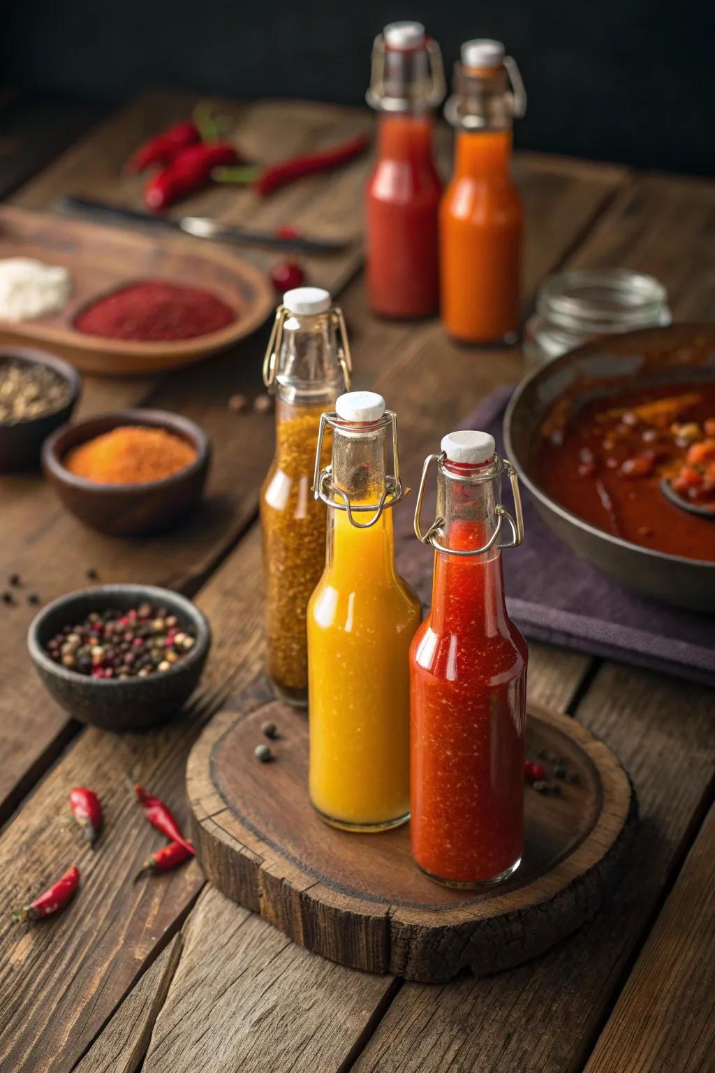 Ignite his gustatory receptors through a do-it-yourself piquant condiment selection—ideal for the spice zealot!