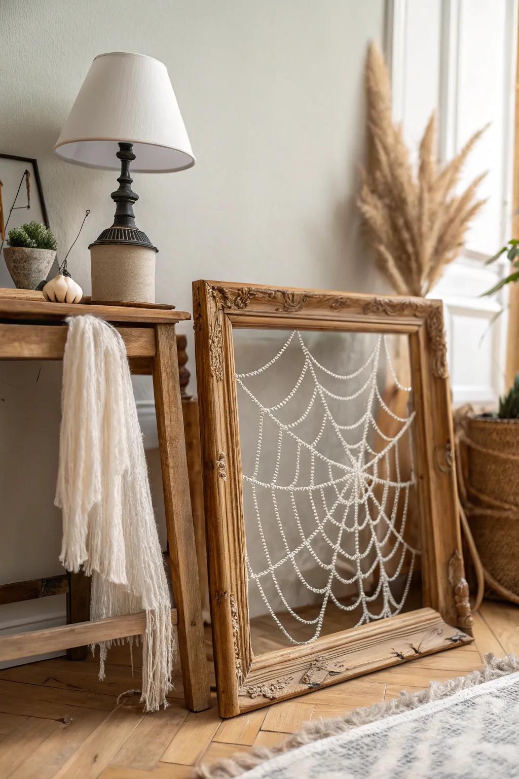 Design a hauntingly exquisite atmosphere with delicately spun spiderwebs for a hint of spooky sophistication.