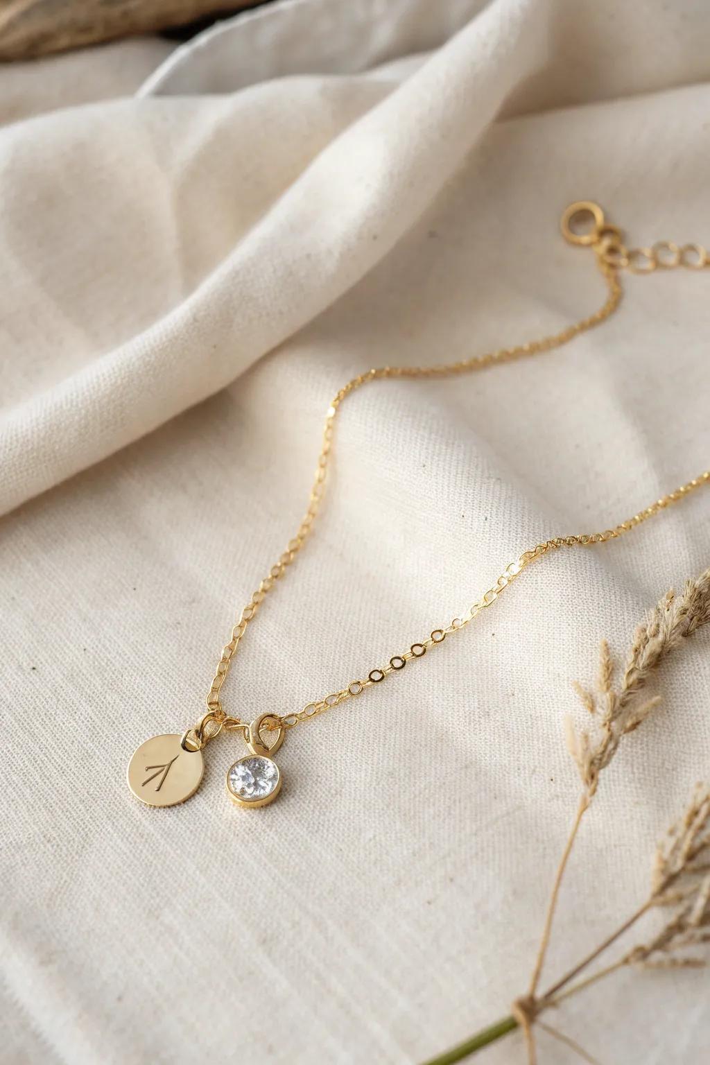 Embrace minimalism and personalization with this delightful necklace, perfect for a hint of grace and meaning.
