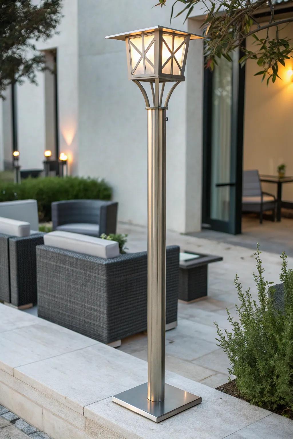 Light up your outdoor space with simple, modern metal.
