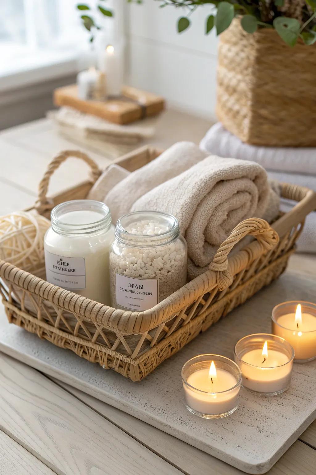 Craft the perfect DIY spa basket for a relaxing wedding gift, where simplicity meets elegance.