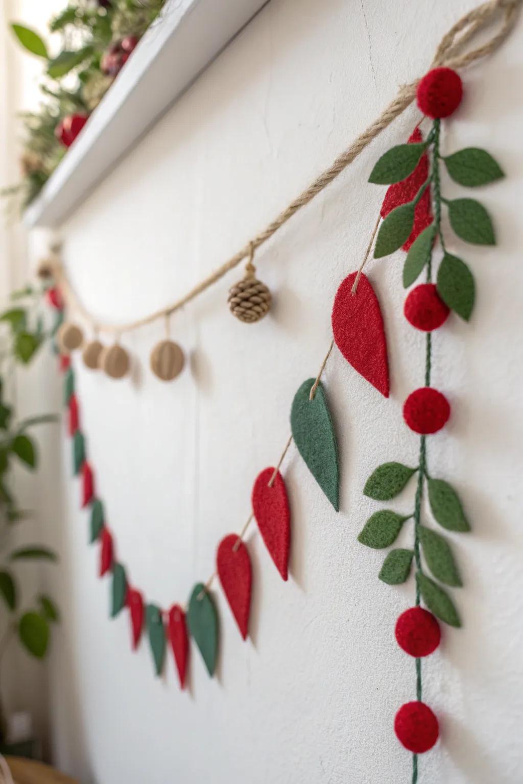Introduce an element of festive sophistication with a handcrafted felt bunting, suited for any celebration! 🎄✨ #ScandinavianDecor #BohoChic #DIYDelight