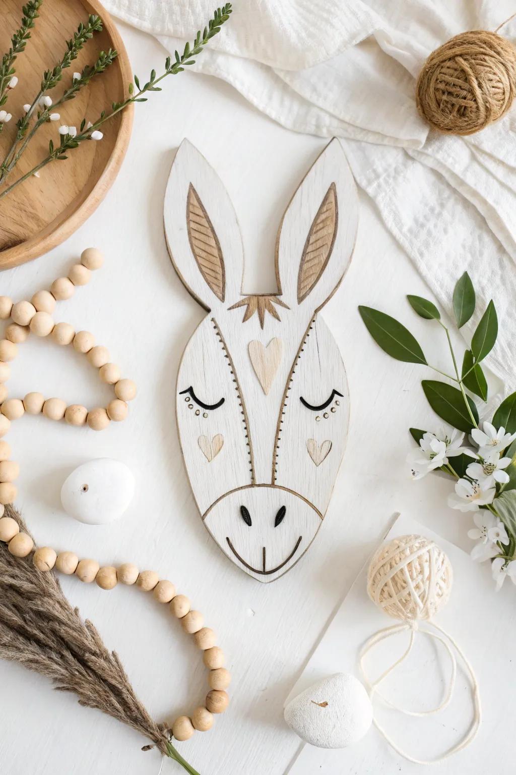 Encapsulate the quintessence of unpretentiousness with this minimalist donkey face artistry, ideal for integrating a hint of allure into your dwelling.