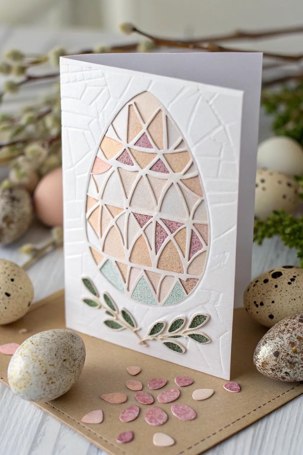 Transforming recyclables into art: Reveal the delicate elegance of eggshell mosaics for your Easter cards.