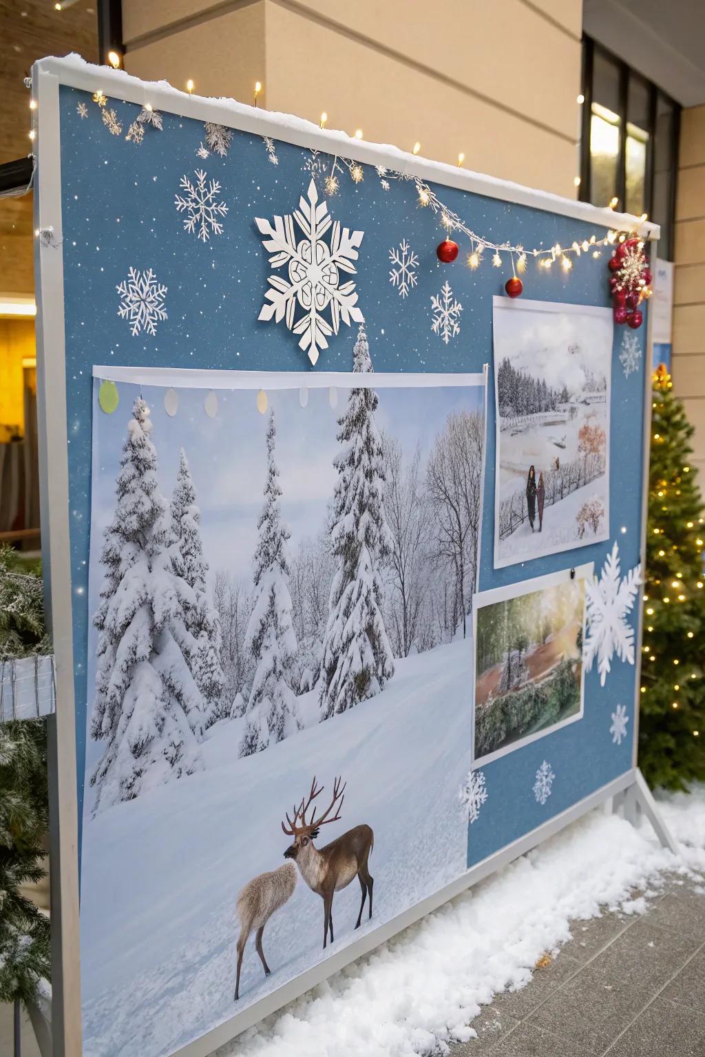 Transform your board into a wintertide wonderland with reindeer and snow.
