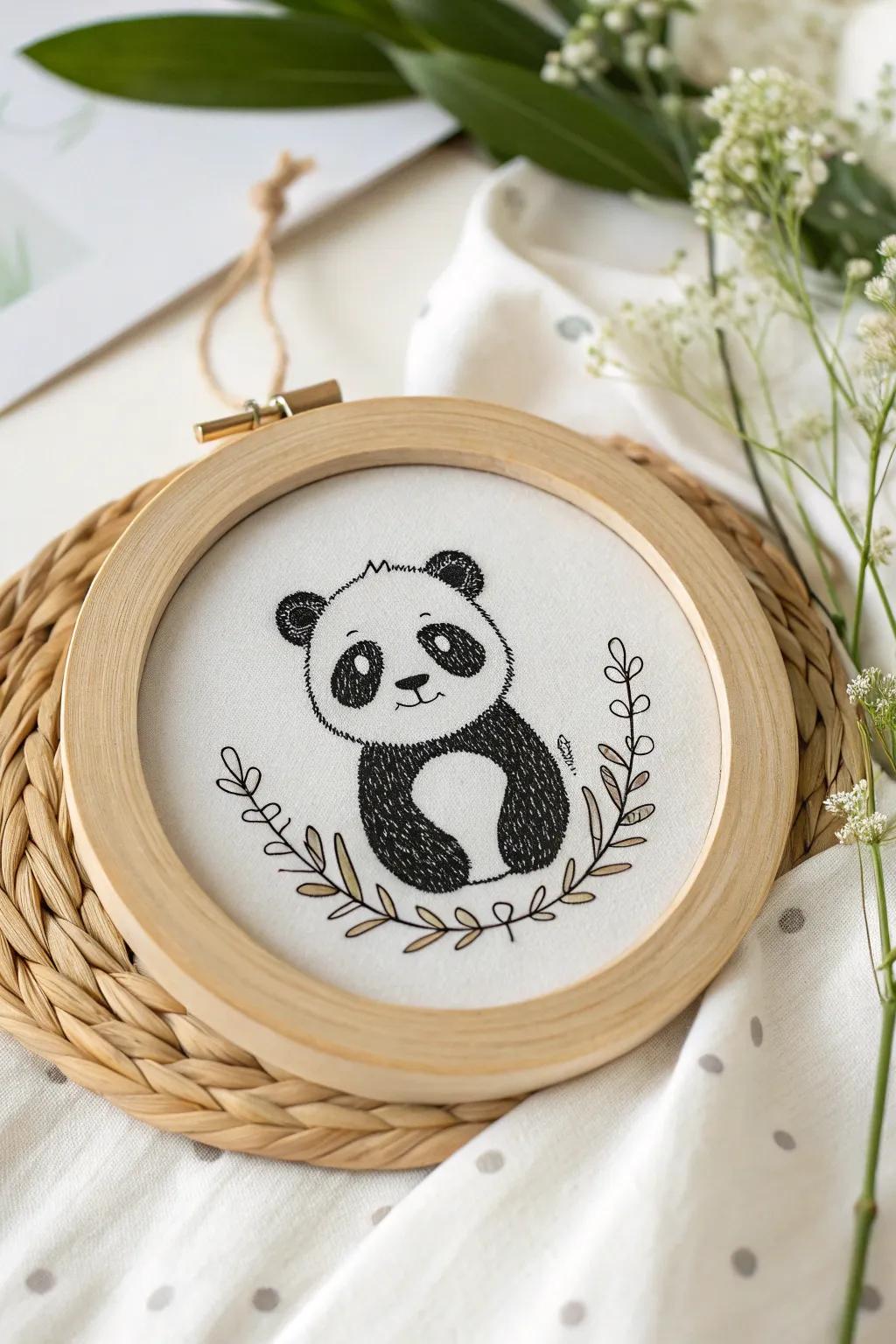 Elevate your art using a hint of Scandinavian polish: a charming panda inside a rounded border.