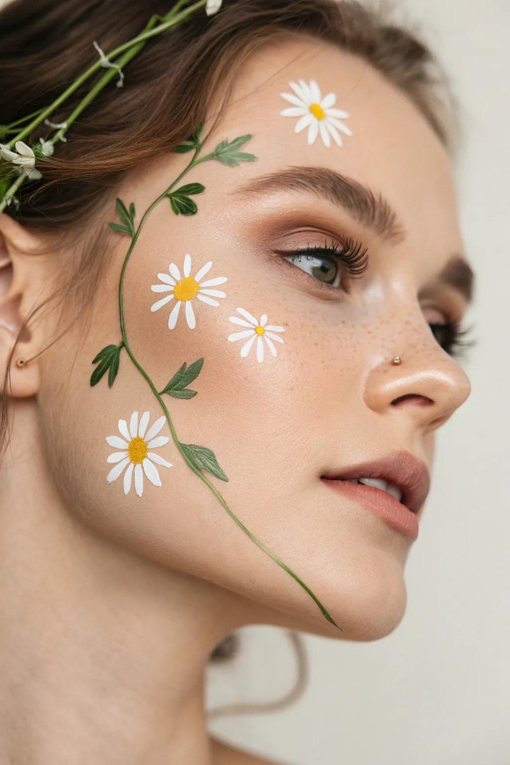 Express your inner botanical sprite using this fantastical daisy face art.