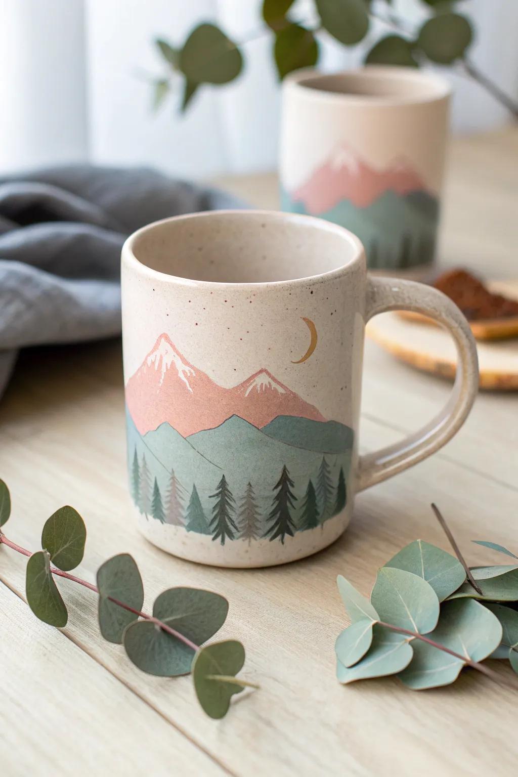 With this exquisitely hand-painted mug design, you may bring the peace of nature into your morning routine.
