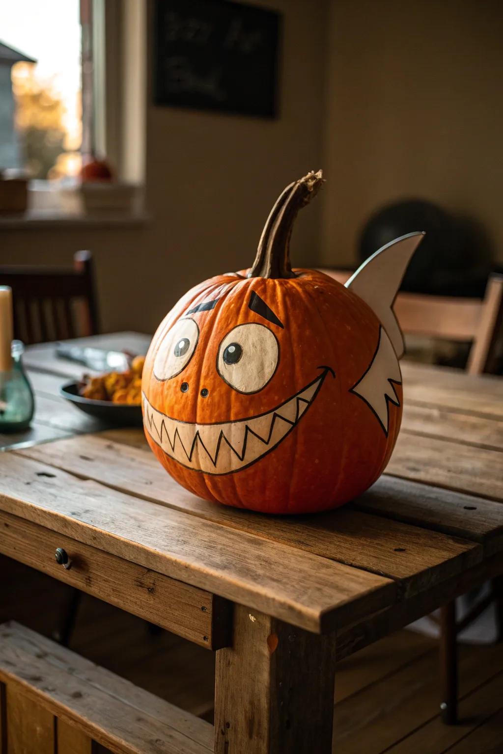 Plunge into amusement with this playful animated shark gourd shaping!