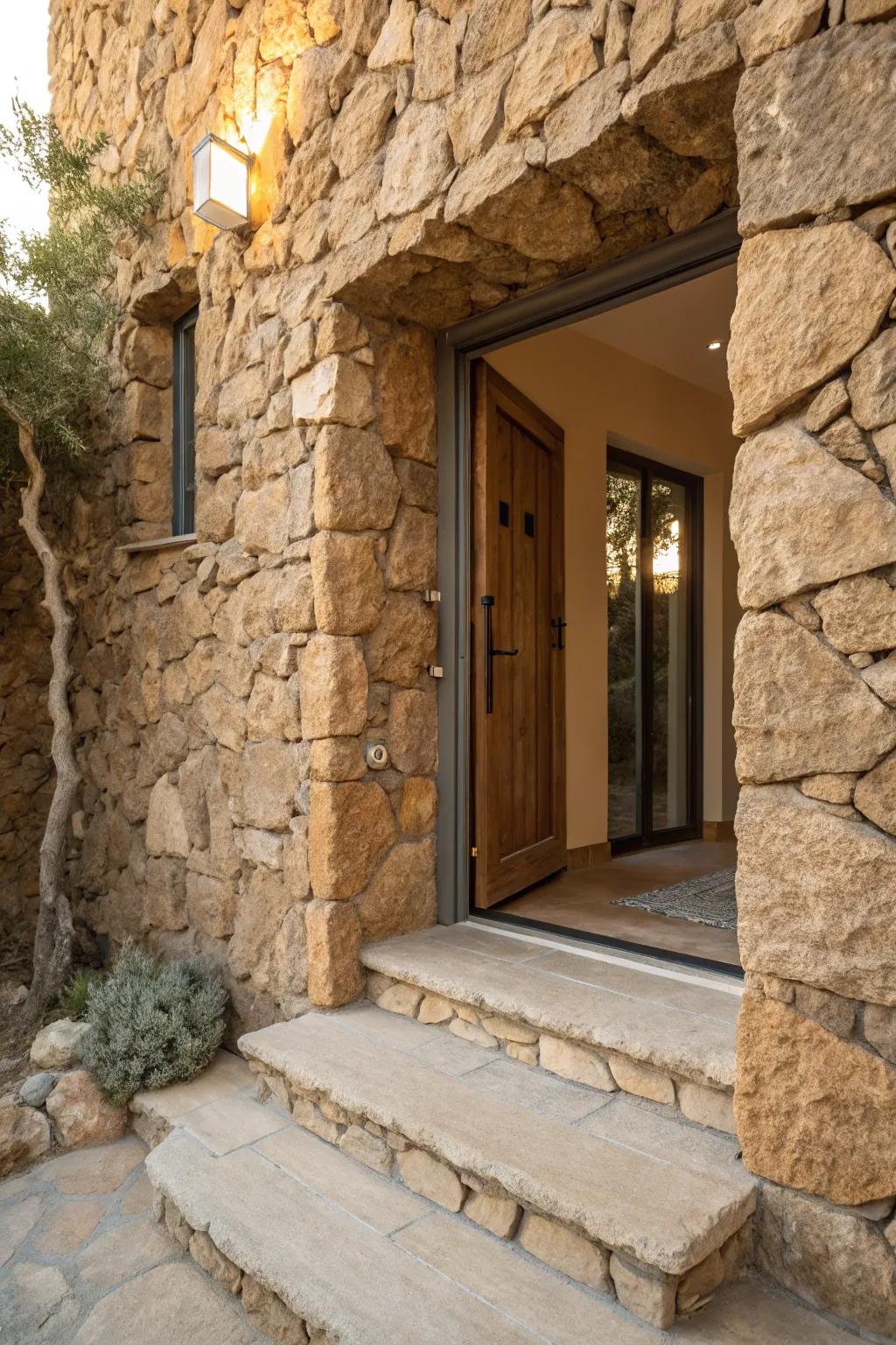 Stone detailing adds grounded refinement to your entry.