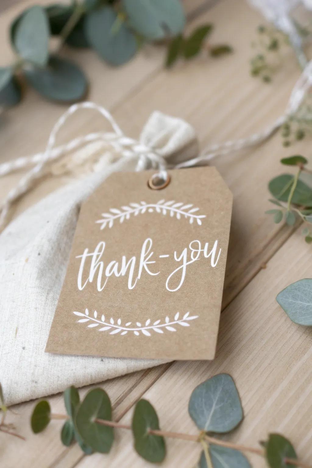 Crafted with gratitude: Add a personal touch to your fall goodie bags with these elegant thank-you tags.