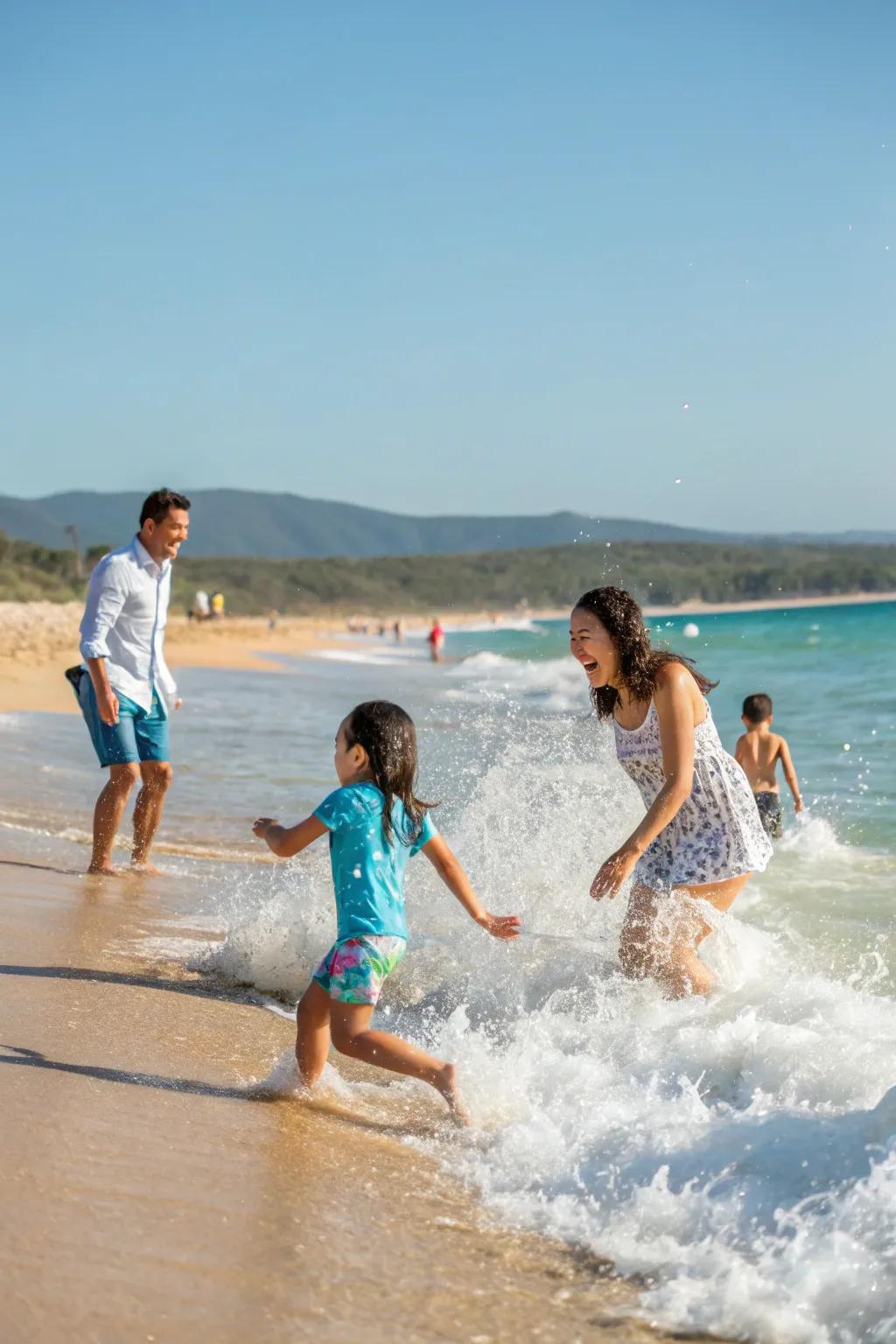 Savor playful moments at the shoreline.